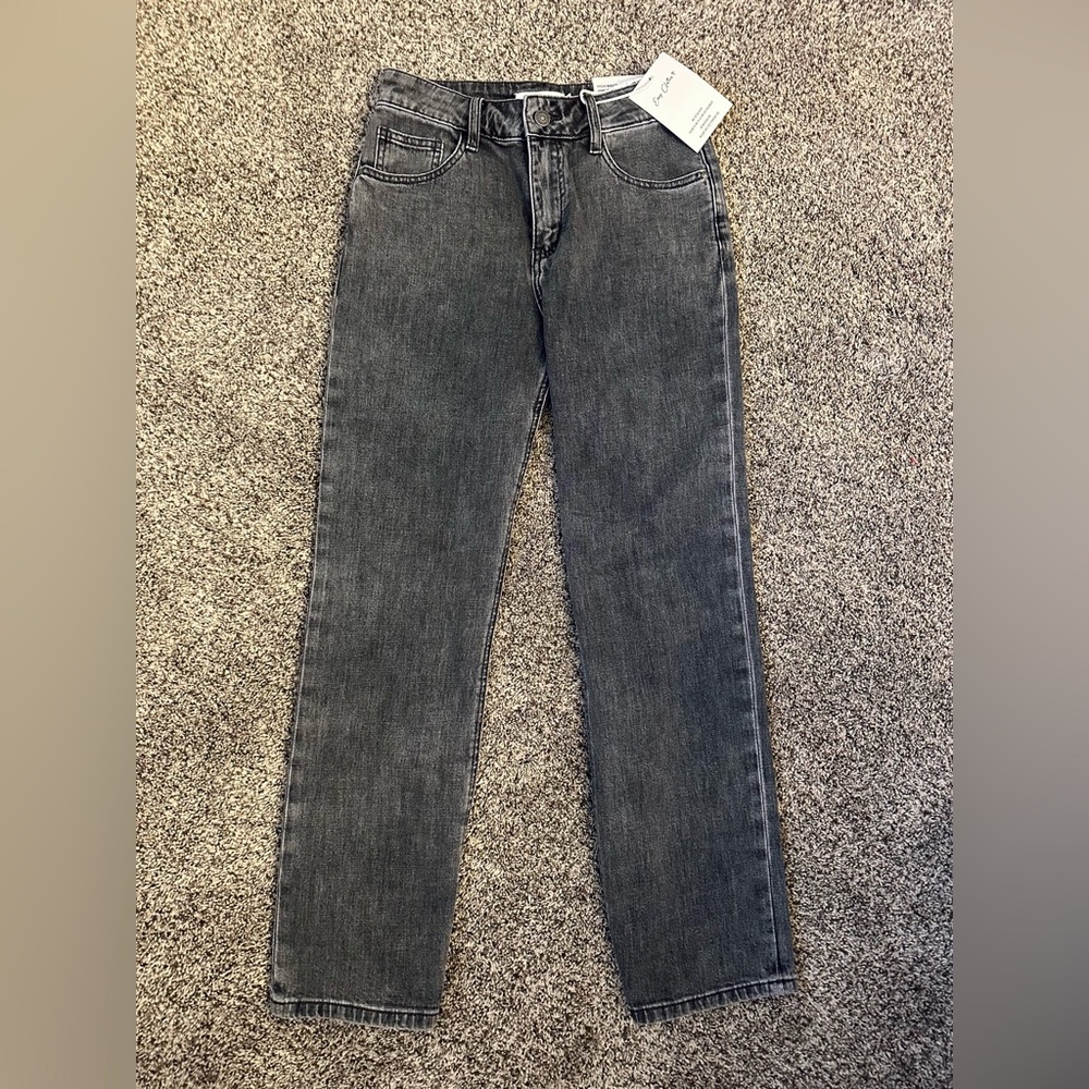 Easy Clothes Women’s Gray High Waisted Straight Leg Jeans